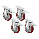 4 X 5" Heavy Duty 400kg Swivel Castor Wheels Trolley Furniture Caster All Brake-1