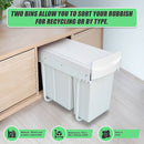 Pull Out Bin Kitchen Double Dual Slide Garbage Rubbish Waste 10L+20L-9