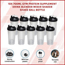 10x 700ml Protein Shaker Bottles – Gym Supplement Blender Mixer Shake Cups-3