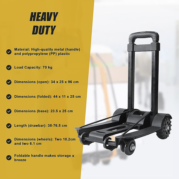 Portable Cart Folding Dolly Push Truck Hand Collapsible Trolley Luggage 70Kg