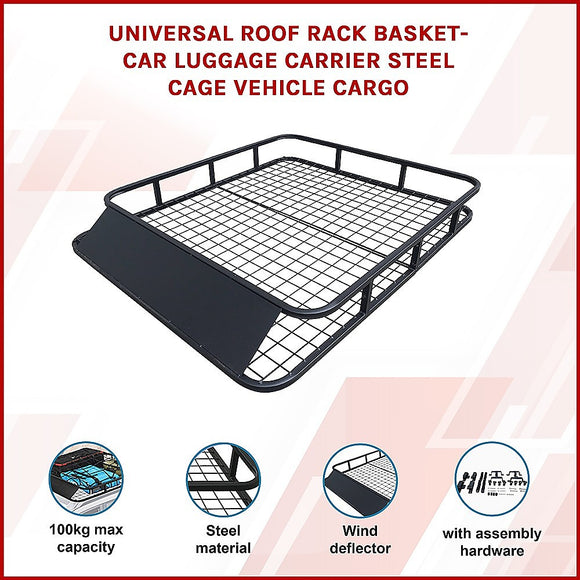 Universal Roof Rack Basket - Car Luggage Carrier Steel Cage Vehicle Cargo