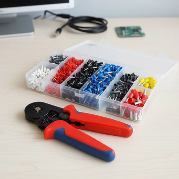 1200Pcs Bootlace Ferrule Crimper kit 0.25-10mm2 Cord End Ratchet Crimping Tool - 0