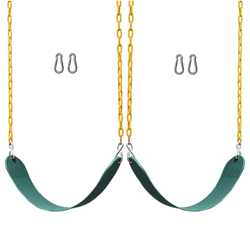 2 Pack Swings Seats Heavy Duty 66" Chain Plastic Coated Playground Swing