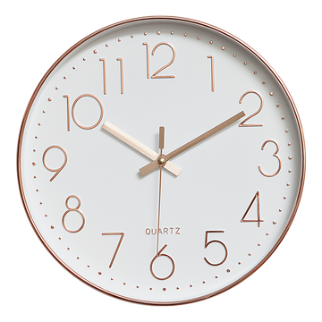 Modern Rose Gold Wall Clock – Silent Non-Ticking Quartz Battery Operated Design