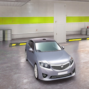 180cm Heavy Duty Rubber Curb Parking Guide Wheel Driveway Stopper Reflective Yellow - 0