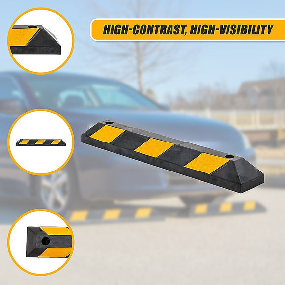 90cm Heavy Duty Rubber Curb Parking Guide Wheel Driveway Stopper Reflective Yellow
