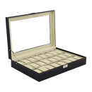 Watch Box - 24 Slot Luxury Display Case With Framed Glass Lid-4