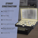 Watch Box - 24 Slot Luxury Display Case With Framed Glass Lid-10