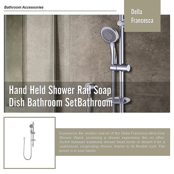 Hand Held Shower Rail Soap Dish Bathroom Set
