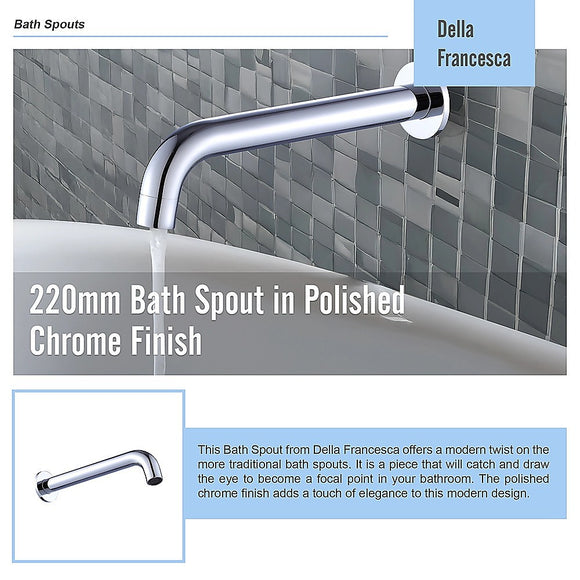 220mm Bath Spout in Polished Chrome Finish