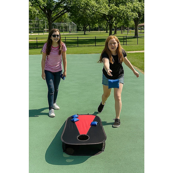 Collapsible Portable Corn Hole Boards With 8 Cornhole Bean Bags, Carry Case