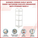 Shower Corner Shelf White Caddy Bathroom Shelves Organiser Bath Storage Rack 4-3