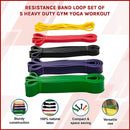Resistance Band Loop Set of 5 Heavy Duty Gym Yoga Workout-3