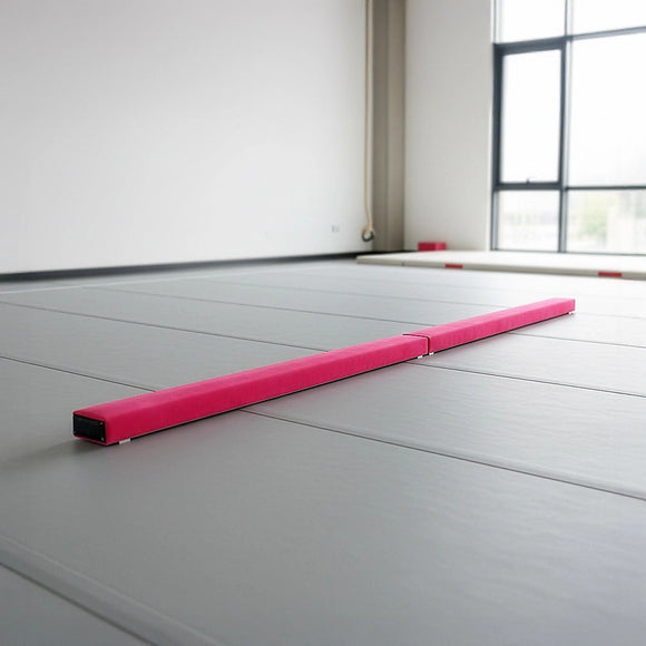 2.4m (8FT) Gymnastics Folding Balance Beam Pink Synthetic Suede