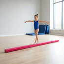2.4m (8FT) Gymnastics Folding Balance Beam Pink Synthetic Suede-5