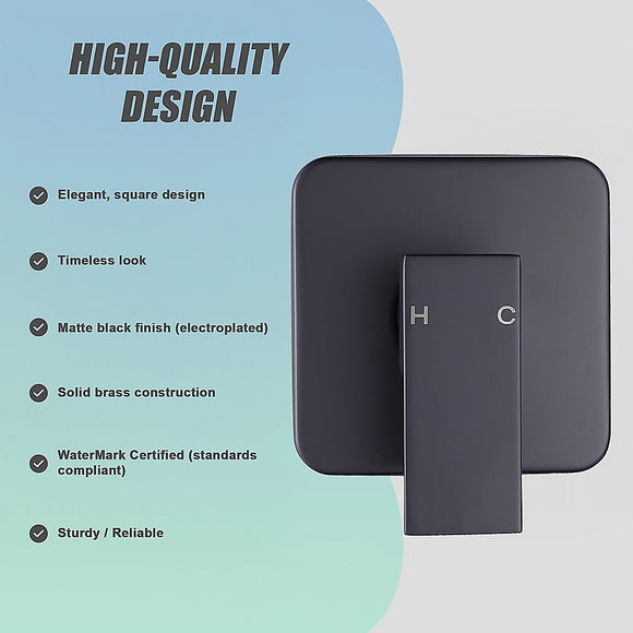 Shower Bath Mixer Tap Bathroom WATERMARK Approved - Electroplated Matte Black