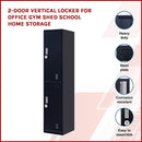 2-Door Vertical Locker for Office Gym Shed School Home Storage-3
