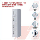 4-Door Vertical Locker for Office Gym Shed School Home Storage-3