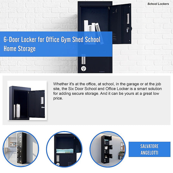 6-Door Locker for Office Gym Shed School Home Storage