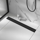 1000mm Tile Insert Bathroom Shower Black Grate Drain w/Centre outlet Floor Waste-4