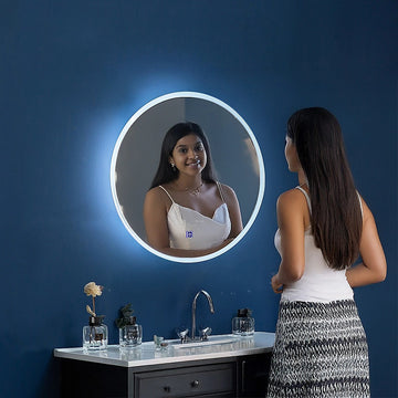 90cm LED Wall Mirror Bathroom Mirrors Light Decor Round - 0