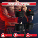 20kg Adjustable Rubber Dumbbell Set Barbell Home GYM Exercise Weights-9