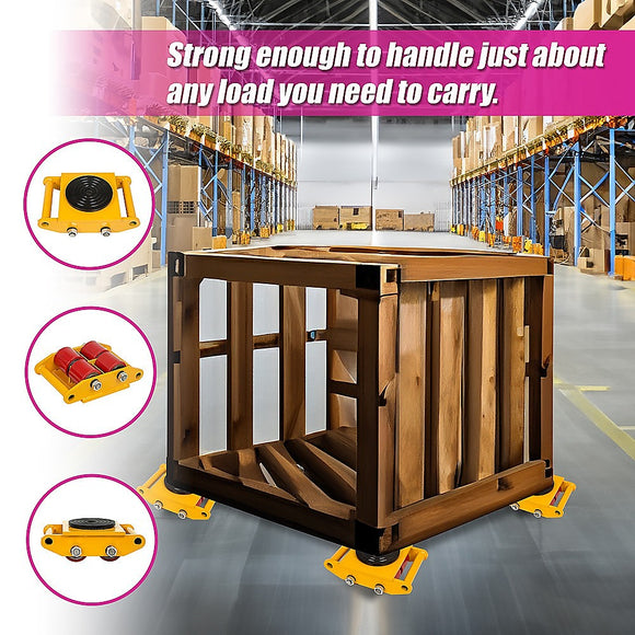 Heavy Duty Machine Dolly Skate Machinery Roller Mover Cargo Trolley 6T