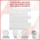 Tiles 3D Peel and Stick Wall Tile Subway White (30 x 30cm x 10 sheets)-3