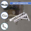 2x 10" Stainless Steel Folding Table Bracket Shelf Bench 50kg Load Heavy Duty-7