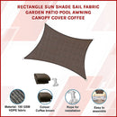 Rectangle Sun Shade Sail Fabric Garden Patio Pool Awning Canopy Cover Coffee-2