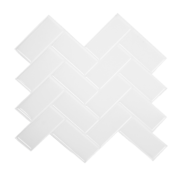 Tiles 3D Peel and Stick Wall Tile Herringbone White 10 Sheets