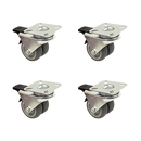 4 x 2" Heavy Duty Swivel Double Wide Castor Wheels Trolley 50mm Furniture Rubber With Brake-1