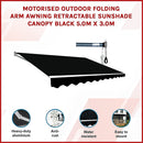 Motorised Outdoor Folding Arm Awning Retractable Sunshade Canopy Black 5.0m x 3.0m-3