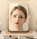 Vertical Square Folding Mirror Tabletop Makeup Mirror - Large Wooden Swivel Vanity Mirror for Desk-2