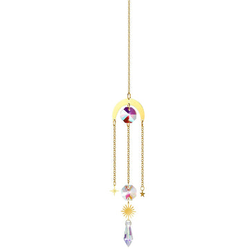 (Style 5) 4 pcs Crystal Wind Chimes-Sun Catcher Star Moon Dream Catcher for Window 33cm