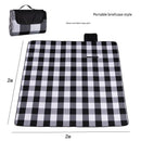 Waterproof Foldable Picnic Blanket with Handle - 2x2m Black and white large grid-1
