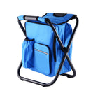 Blue Insulated Cooler Backpack Chair - Foldable Stool for Picnics & BBQ-1