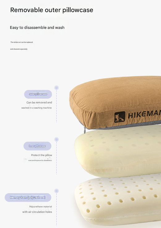 Purple Reversible Memory Foam Travel Pillow - All-Season Comfort Neck Support for Deep Sleep & Portability