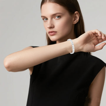 Rose gold New Fashion Lightweight Luxury Four-Leaf Clover Diamond Inlaid Bracelet - Alloy Magnetic Watch Band Style Bracelet for Women + Free Disassembly Tool - 0