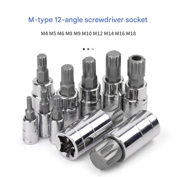 10-Piece M-Type Spline Bit Socket Set - Chrome Steel, Polished & Quenched for Durability with Storage Case(blue)