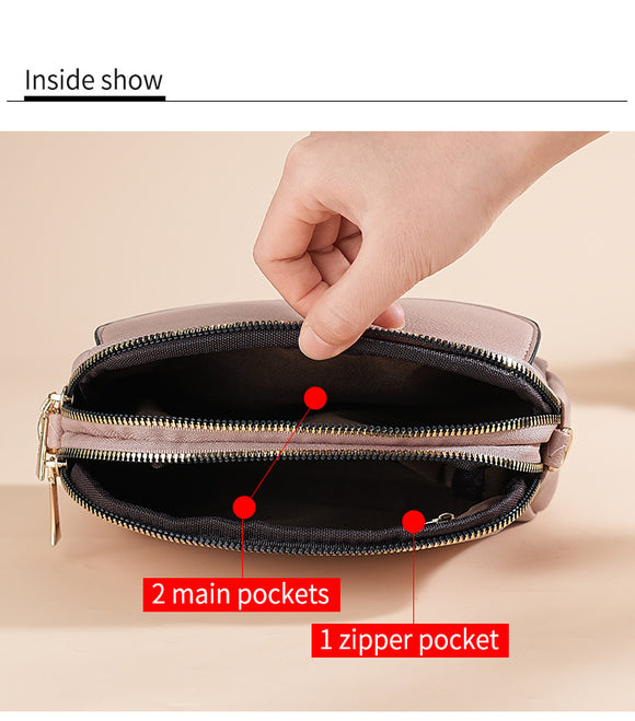 Red Chic Quilted Crossbody Bag - Multi-Compartment PU Leather Shoulder Purse