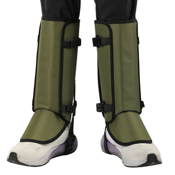 Green Outdoor Waterproof Leg Gaiters - Anti-Snake Bite & Scratch Protection Boot Covers - Breathable Nylon Oxford Leg Guards for Hiking Camping
