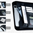 Professional PU Leather A4 Portfolio Binder with Zipper, Handle, Calculator & Clipboard(grey)-3