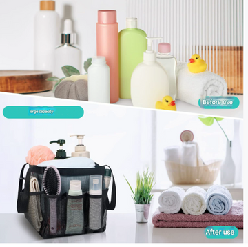 Pink Large Multi-Pocket Mesh Beach Tote Bag - Quick-Dry Travel & Gym Organizer with Drawstring Closure - 0