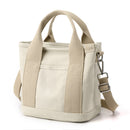Beige Small Canvas Tote Bag Crossbody Lunch Handbag with Adjustable Strap Fits 9.7 Inch Tablet for Women Daily Work and Travel-1