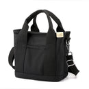 Black Small Canvas Tote Bag Crossbody Lunch Handbag with Adjustable Strap Fits 9.7 Inch Tablet for Women Daily Work and Travel-1