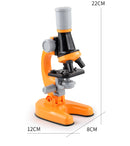 Orange Kids Biological Microscope Kit 100x 400x 1200x LED Magnification STEM Science Toy for School Students with Sample Slides-5