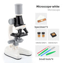 White Kids Biological Microscope Kit 100x 400x 1200x LED Magnification STEM Science Toy for School Students with Sample Slides-1