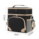 Black Dual Layer Insulated Lunch Bag 12L Large Capacity Cooler Tote with Adjustable Strap Leakproof Thermal Food Carrier for Work Picnic and Camping-1