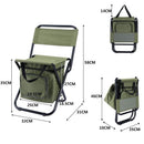 Blue 3-in-1 Portable Folding Camping Chair with Built-in 10L Cooler Bag Lightweight Backpack Stool for Fishing Beach and Outdoor Picnics-2